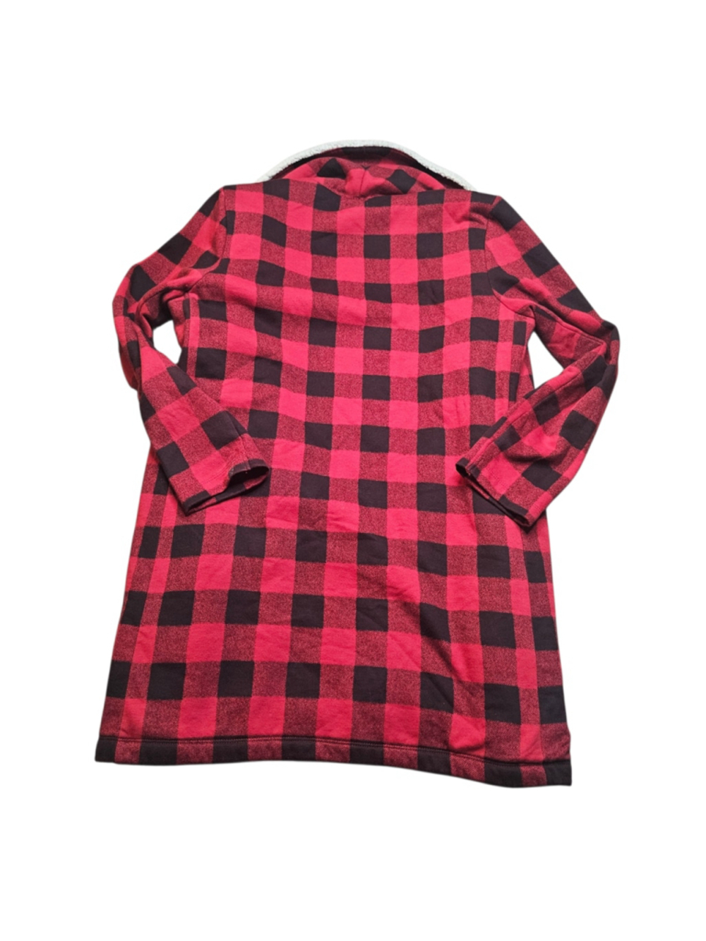 Eddie Bauer Small Red Black Buffalo Plaid Sherpa Cardigan - Picture 6 of 7